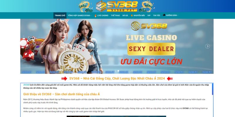 Tổng quan về sảnh live casino Sv368